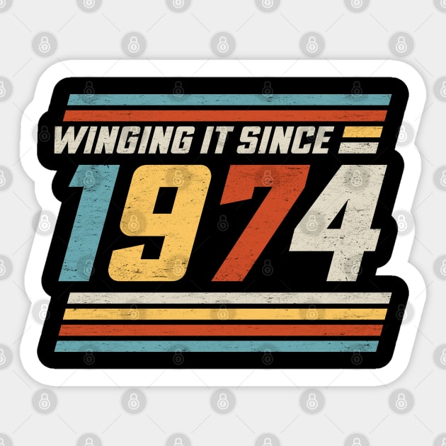 Winging It Since 1974 - Funny 50th Birthday Sticker by TwistedCharm